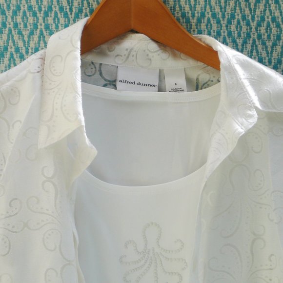 NWT 3/4 Sleeve White Blouse and Tank Top 2 piece Set size 8 Alfred Dunner - Picture 3 of 10